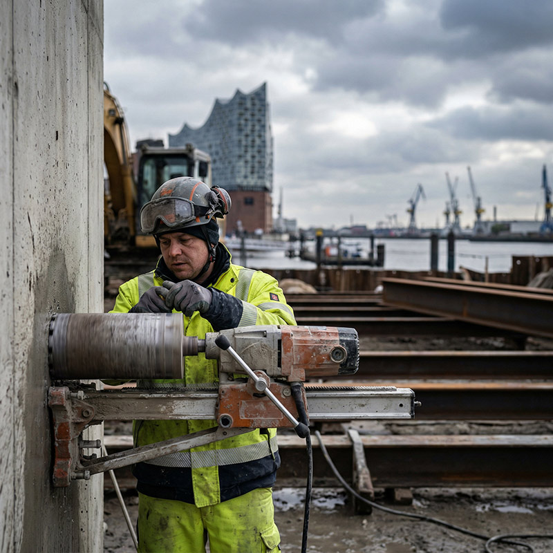 Kernbohrung Hamburg -Kernbohrung in der nähe von der Elbphilharmonie in Hamburg